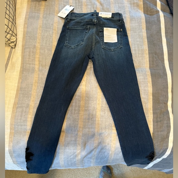 Seven never worn high waist ankle skinny size 24 Jean dark black suede lace leg - Picture 3 of 4